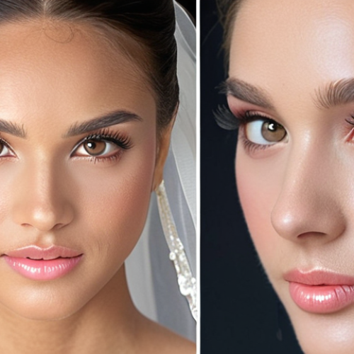 **Prompt:** Bridal makeup: A radiant bride with luminous skin, soft pink blush, and a creamy nude lipstick. Her eyes have a thin eyeliner and defined lashes. The overall look is fresh, light, and natural, enhancing her beauty. Focus on capturing her confidence and radiance.
