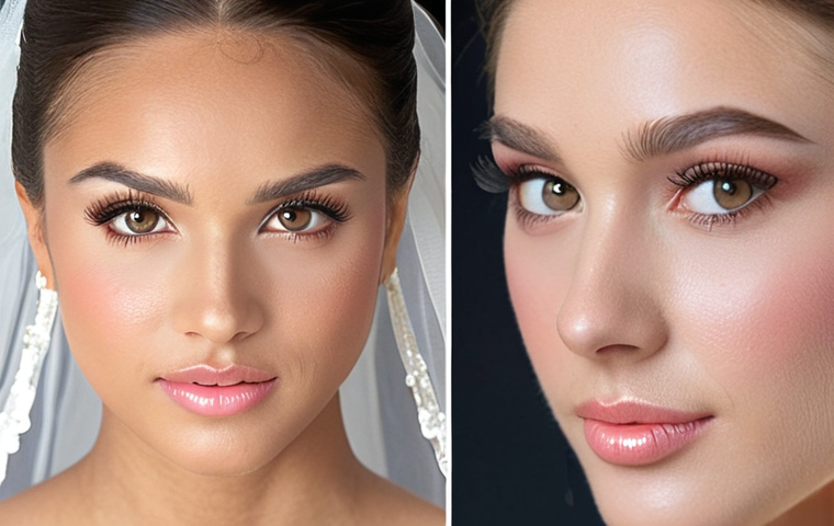**Prompt:** Bridal makeup: A radiant bride with luminous skin, soft pink blush, and a creamy nude lipstick. Her eyes have a thin eyeliner and defined lashes. The overall look is fresh, light, and natural, enhancing her beauty. Focus on capturing her confidence and radiance.