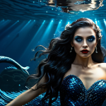 할로윈 메이크업 실무 팁 - Dark Siren**

"A mesmerizing dark siren, scales painted in shimmering black and deep blues, dramatic...